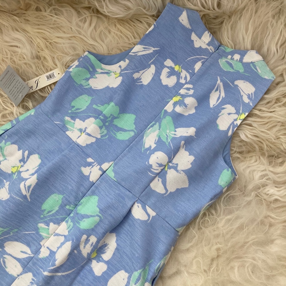 ELIZA J Floral Sleeveless A-line Dress In Blue/ White - Picture 13 of 13